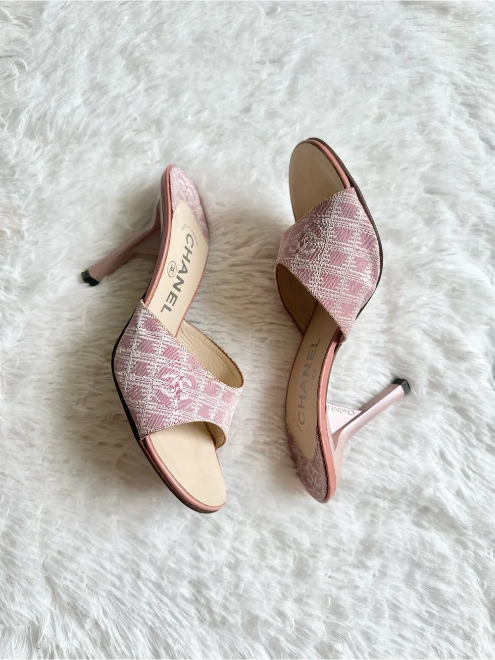 Vintage Chanel Pink Monogram Heels
